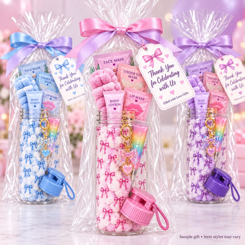 Bow Spa Water Bottle Gift Set | Pampering Gift with Face Mask Lip Gloss