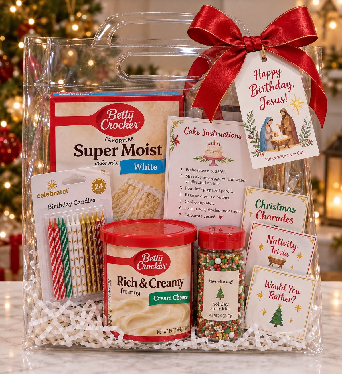 Happy Birthday, Jesus! cake kit with family games