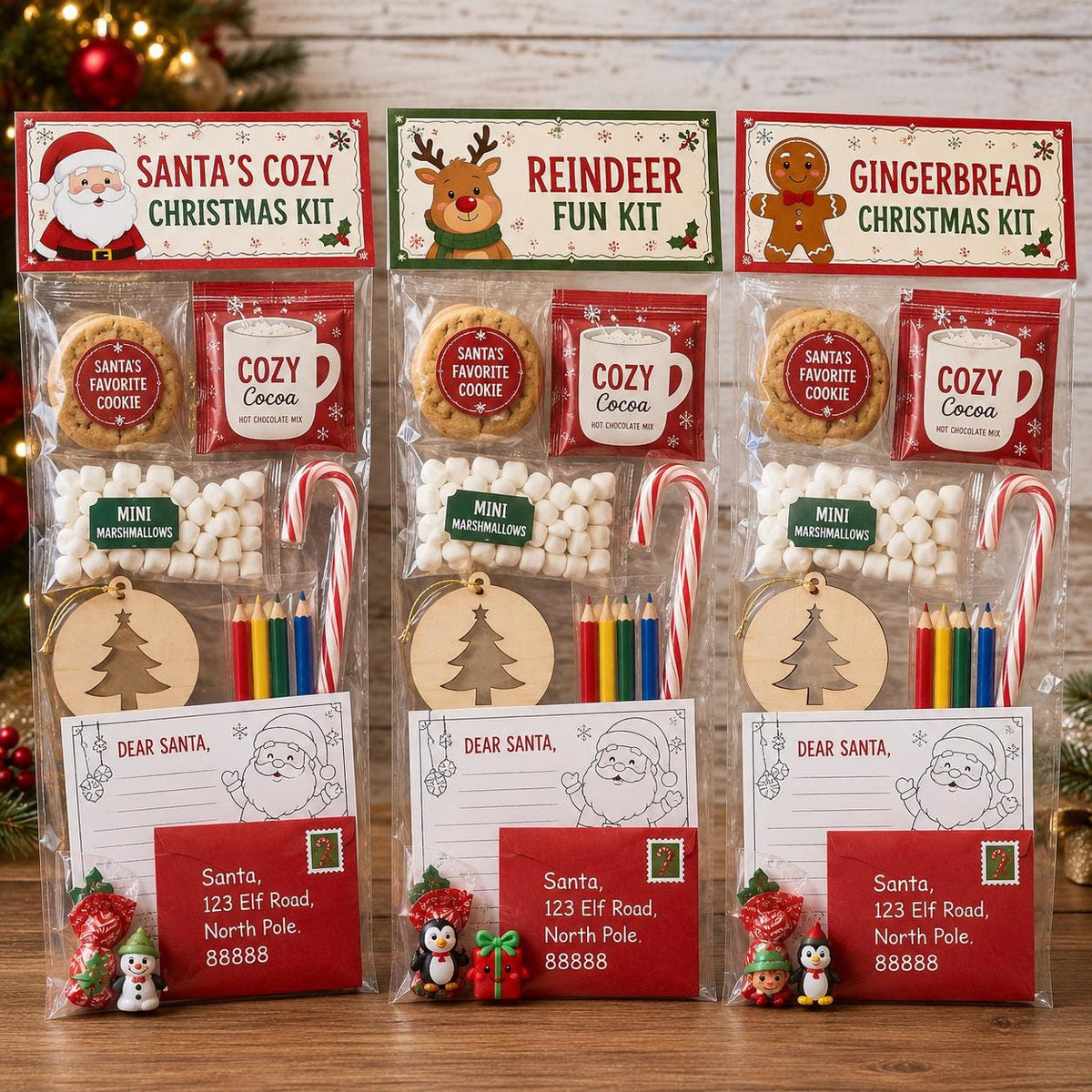 Santa's Cozy Christmas Activity Kit, Cocoa, Ornament, Letter to Santa (Ages 3+)
