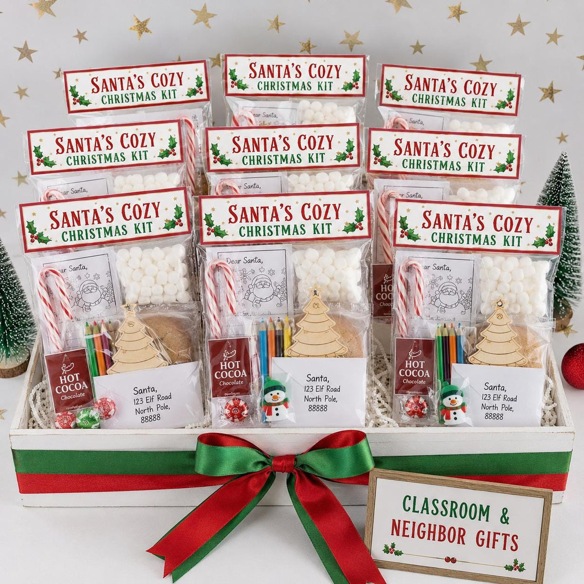 Santa's Cozy Christmas Activity Kit, Cocoa, Ornament, Letter to Santa (Ages 3+)